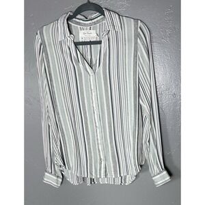 Women's Old Ranch 100% Organic Cotton Long Sleeve Button Down V Neck Collar M